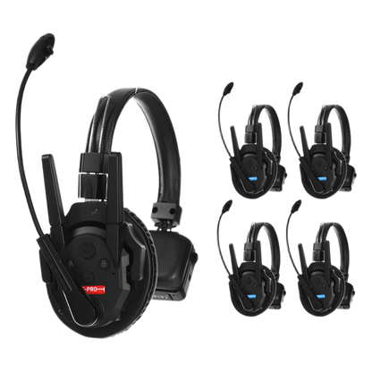 Kit 5 Intercomunicadores Inalámbricos Full-Duplex / Rango 500 m (1640 ft) / Hasta 13 Unidades / Latencia 80 ms / AEC 2.0 / Batería 24 Hrs / USB-C