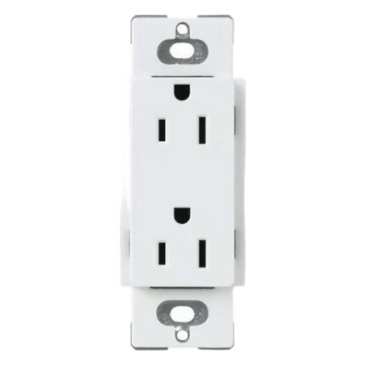 Tomacorriente dúplex Claro de 15 A, 125 V, estilo decorador de perfil delgado, color blanco