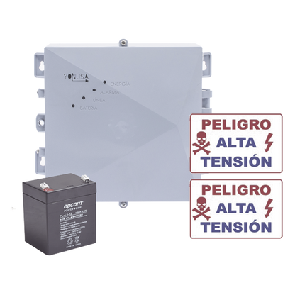 KIT de Energizador de 12,000Volts-1JOULES/2500 mts lineales de proteccion/Activado por Atenuación de voltaje,Corte de línea o Aterrizamiento de la