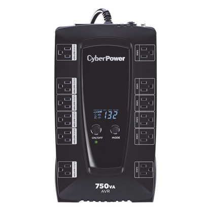 UPS de 750 VA/450 W, Topología Línea Interactiva, Entrada 120 Vca NEMA 5-15P, Tipo Gabinete Compacto, Con 12 Tomas NEMA 5-15R