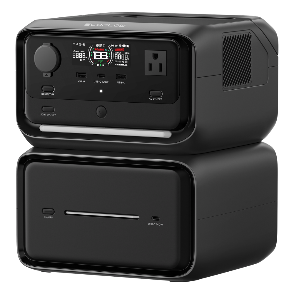 EcoFlow River 3 | Estación de Energía Portátil 858Wh Litio LFP / 2 AC 300 W (Max. 550W) / 1 USB-C 100W / 2 USB -A 12W / Cargador de Coche 8A a 12 o