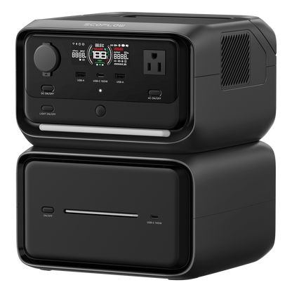 EcoFlow River 3 | Estación de Energía Portátil 858Wh Litio LFP / 2 AC 300 W (Max. 550W) / 1 USB-C 100W / 2 USB -A 12W / Cargador de Coche 8A a 12 o