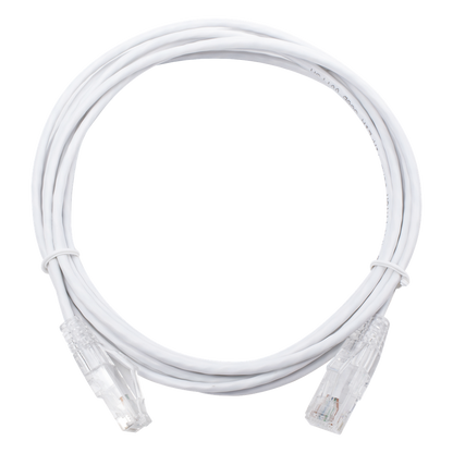 Cable de Parcheo Slim UTP Cat6 - 3 Metros (9.84 Pies) Blanco Diámetro Reducido (28 AWG)