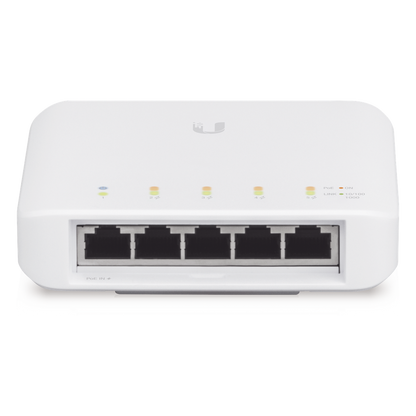 Switch UniFi FLEX de 5 puertos para semi-exterior IP55 (1 x PoE de entrada 802.3af/at/bt y 4 puertos PoE de salida 802.3af)