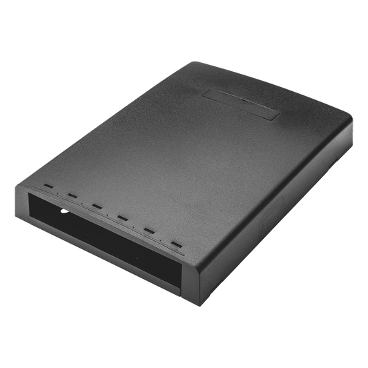 Caja de Montaje en Superficie, Con Accesorio para Resguardo de Fibra Óptica, Para 6 Módulos Mini-Com, Color Negro