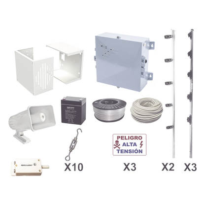 Kit esencial para 25Mts perimetrales de cerco eléctrico para protección de robos en casas, negocios, bodegas,etc.