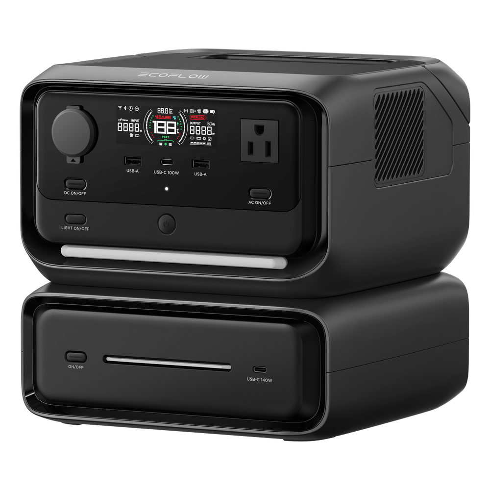EcoFlow River 3 Plus | Estación de Energía Portátil 572Wh Litio LFP / 4 AC 800W (Max. 1600W) / 1 USB-C 100W / 3 USB -A 12W / Cargador de Coche 10A