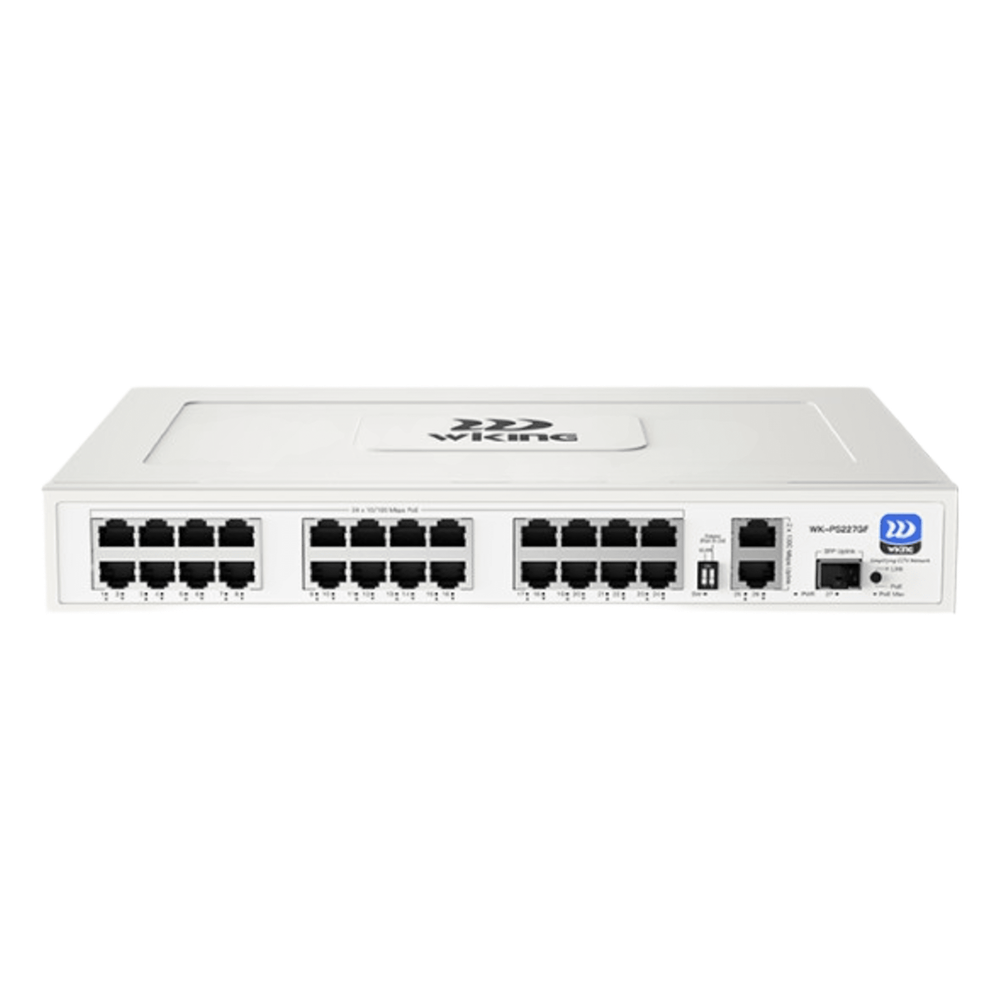 Switch no administrable PoE WI-TEK /24 Puertos 10/100 Mbps PoE af/at / 2 Puertos Uplink Gigabit / 1 Ranura SFP 1000 Mbps / Presupuesto 270 W / Puerto