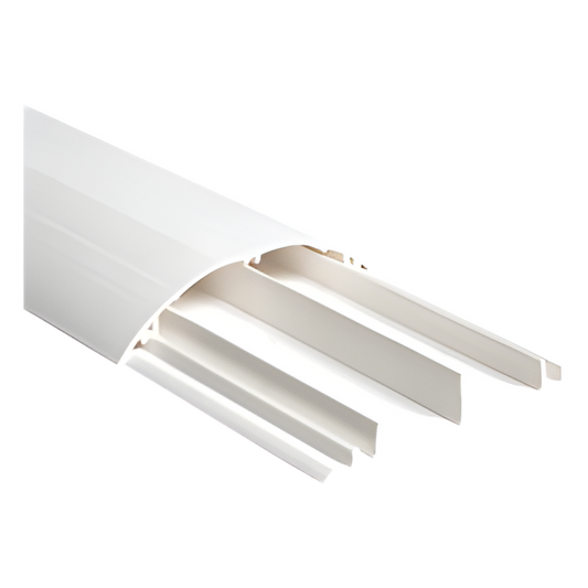Ducto media caña color blanco de dos vias, de PVC auto extinguible, 90.5 x 19.7 x 1220mm (9400-01250)