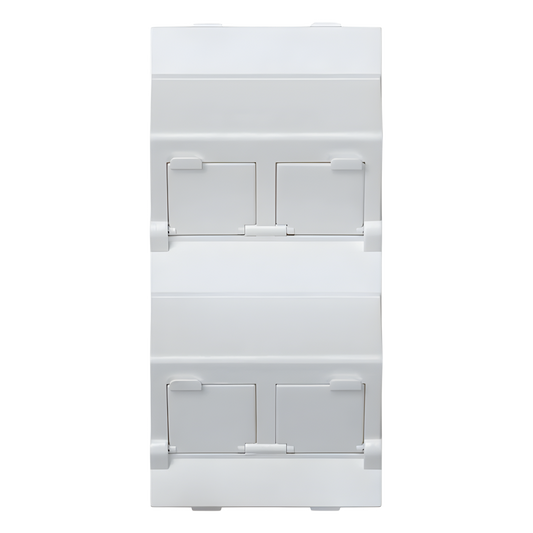 (S80CMD64/9) Placa Voz y Datos Inclinada con Guardapolvo y Adaptador Cuádruple para RJ45 Keystone