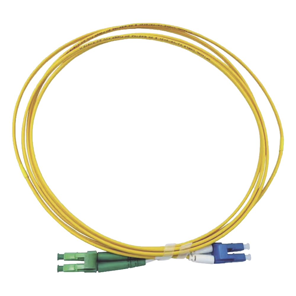 Jumper de Fibra Óptica Monomodo 9/125 LC/UPC-LC/APC, OFNR (Riser), 2.0 mm, Dúplex, Amarillo, 3 Metros (9.84 Pies)