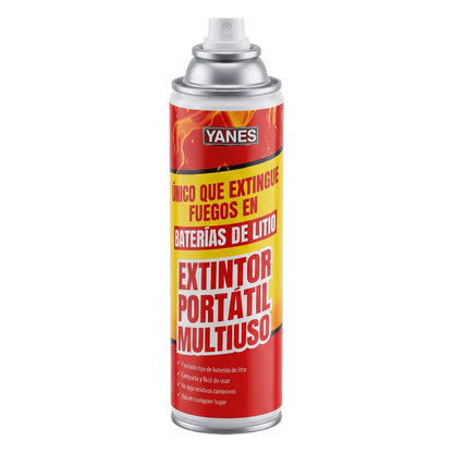 Extintor Portátil en Aerosol, fuegos clase A, K y baterías de iones de litio (Li).