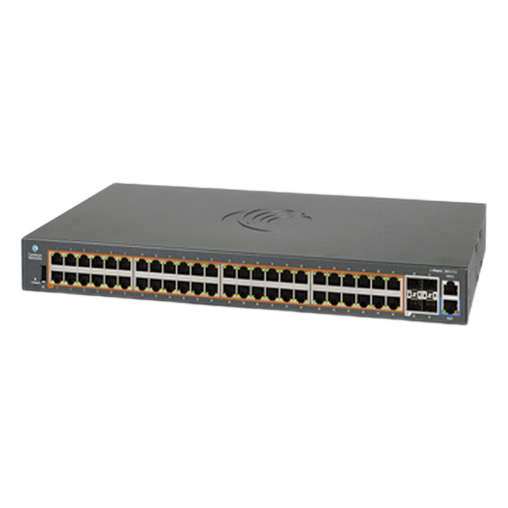 Switch Gestionable Capa 2+ / 176 Gbps Throughput / 48 Puertos Gigabit PoE+ / 4 SFP+ 10 Gbps Uplink / Política de Automatización / cnMaestro