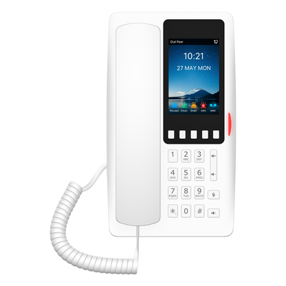 Teléfono IP Hotelero Wi-Fi 6 / Pantalla IPS 3.5" 320x480 / 2 Líneas SIP / 5 Teclas Programables / Puerto USB-A / PoE 802.3af / Audio HD / Diseño