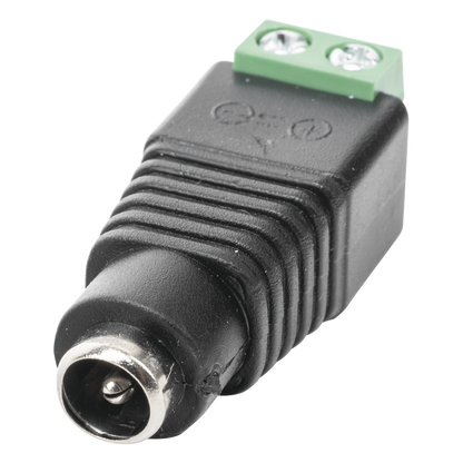 Adaptador Hembra Tipo Jack de 3.5 mm Polarizado de 12 Vcc / Terminales Tipo Tornillo / Polarizado (+/-) / Ideal para Cámaras de Video Vigilancia