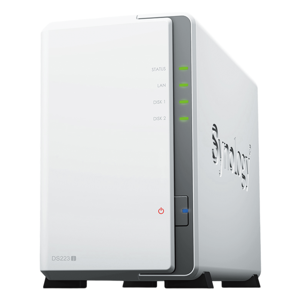 NAS DiskStation DS223j | 2 Bahías | CPU Realtek RTD1619B 1.7 GHz | 1 GB DDR4 | Puerto 1GbE RJ-45 | USB 3.2 Gen 1 | Compatible con HDD y SSD |