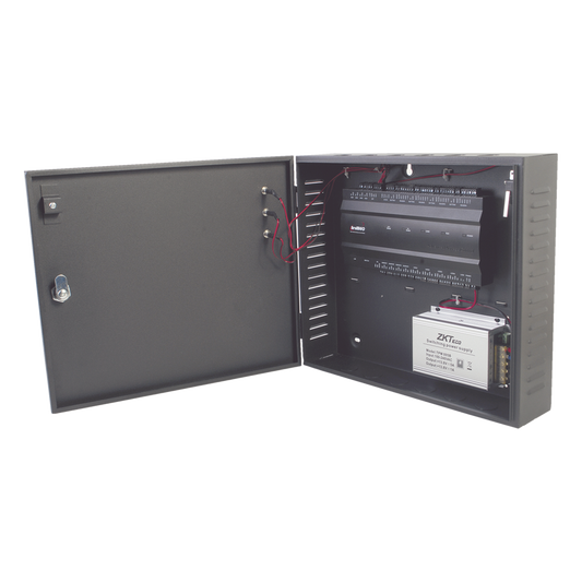 Controlador de Acceso 4 Puertas / 3,000 Huellas 30,000 Tarjetas / TCP/IP / Gabinete Metálico y Fuente 12V 5A