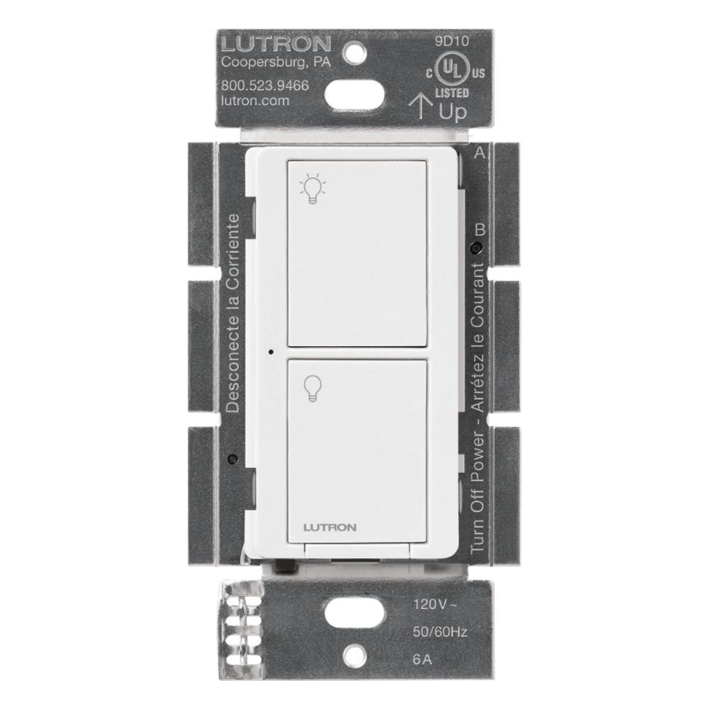 Interruptor de pared inteligente on/off Caseta Wireless, voltaje dual 120/277 V, 5 A en LED, sin cable neutro, compatible con controles Pico y Smart