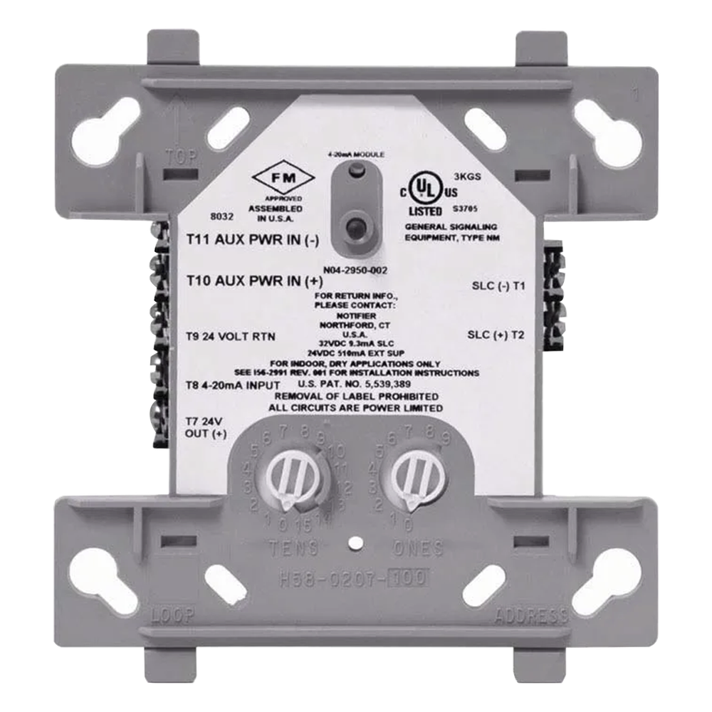 Módulo de entrada analógica direccionable 4-20 mA con tecnología FlashScan, compatible con panel NFS2-3030