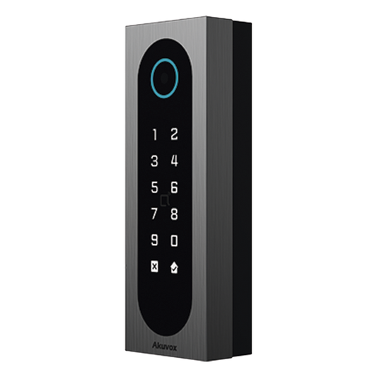Control de Acceso Slim Akuvox A08S / Aluminio y Vidrio Templado / IP65 & IK09 / Capacidad para 20,000 Tarjetas / Métodos de Acceso Multi (QR