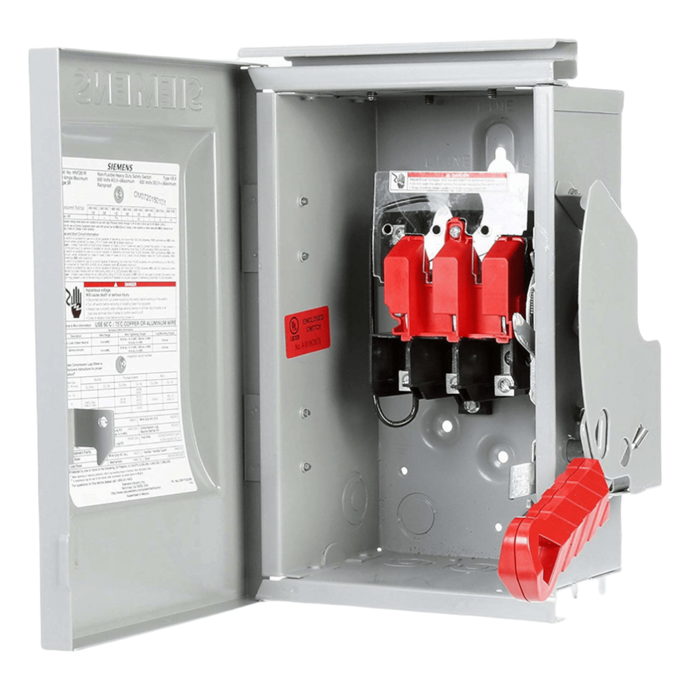 Interruptor de Seguridad HNF364, 600Vca, 3 polos, 200 Amp, sin portafusibles, Nema 1.