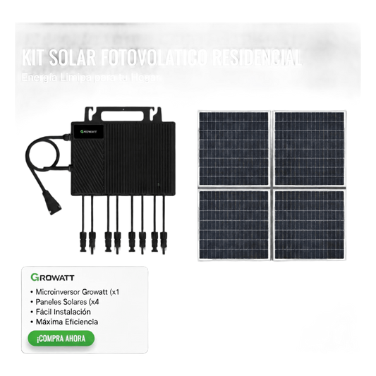 Kit Solar Interconexion / 2.5kW 220Vca / Microinversores Growatt / Montaje Incluido