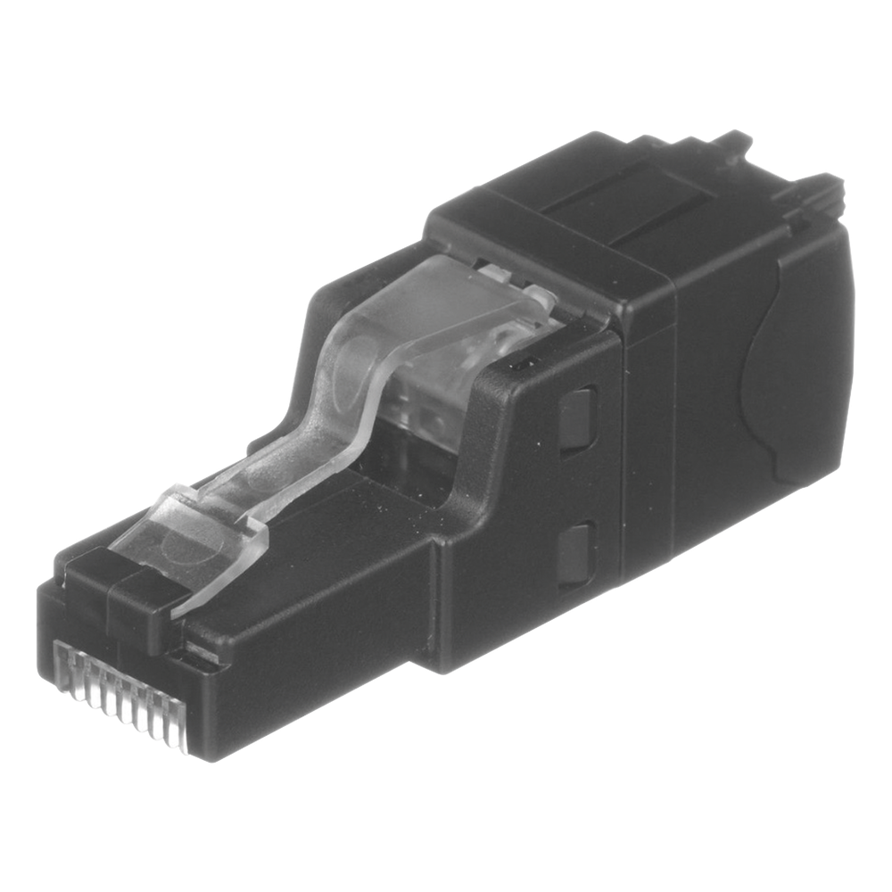 Plug RJ45 UTP, Instalación Recta, Terminación en Campo Certificable, Compatible con Cat5e, Cat6 y Cat6A, Color Negro