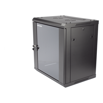 Gabinete para Montaje en Pared - Piso / Puerta de Cristal Templado / Cuerpo Fijo / 12 Unidades de Rack / 19" / Fabricado en Acero