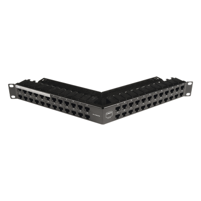 Patch Panel Z-Max de 48 Puertos, Blindado, Precargado con Jacks Categoría 6A, Angulado, 1UR