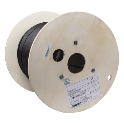 Bobina de Cable UTP de 4 Pares, PanNet, Para Exterior con Gel, Cat6 (23 AWG), Industrial para Climas Extremos, Color Negro, 305 Metros (1000 Pies)