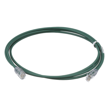 Cable de Parcheo UTP Cat6A, CM/LSZH, Diámetro Reducido (28AWG), Color Verde, 0.91 Metros (3 Pies)
