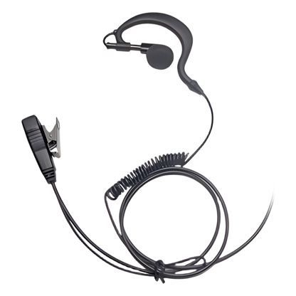 Micrófono-Audífono de Gancho Ergonómico / Cable con Resorte Reforzado con Kevlar / PTT de Solapa / Conector Multipin H02 para Hytera y Telox
