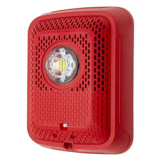 Bocina con Lámpara Estroboscópica, Montaje en Pared, Color Rojo, Nuevo Diseño Moderno y Elegante y Menor Consumo de Corriente