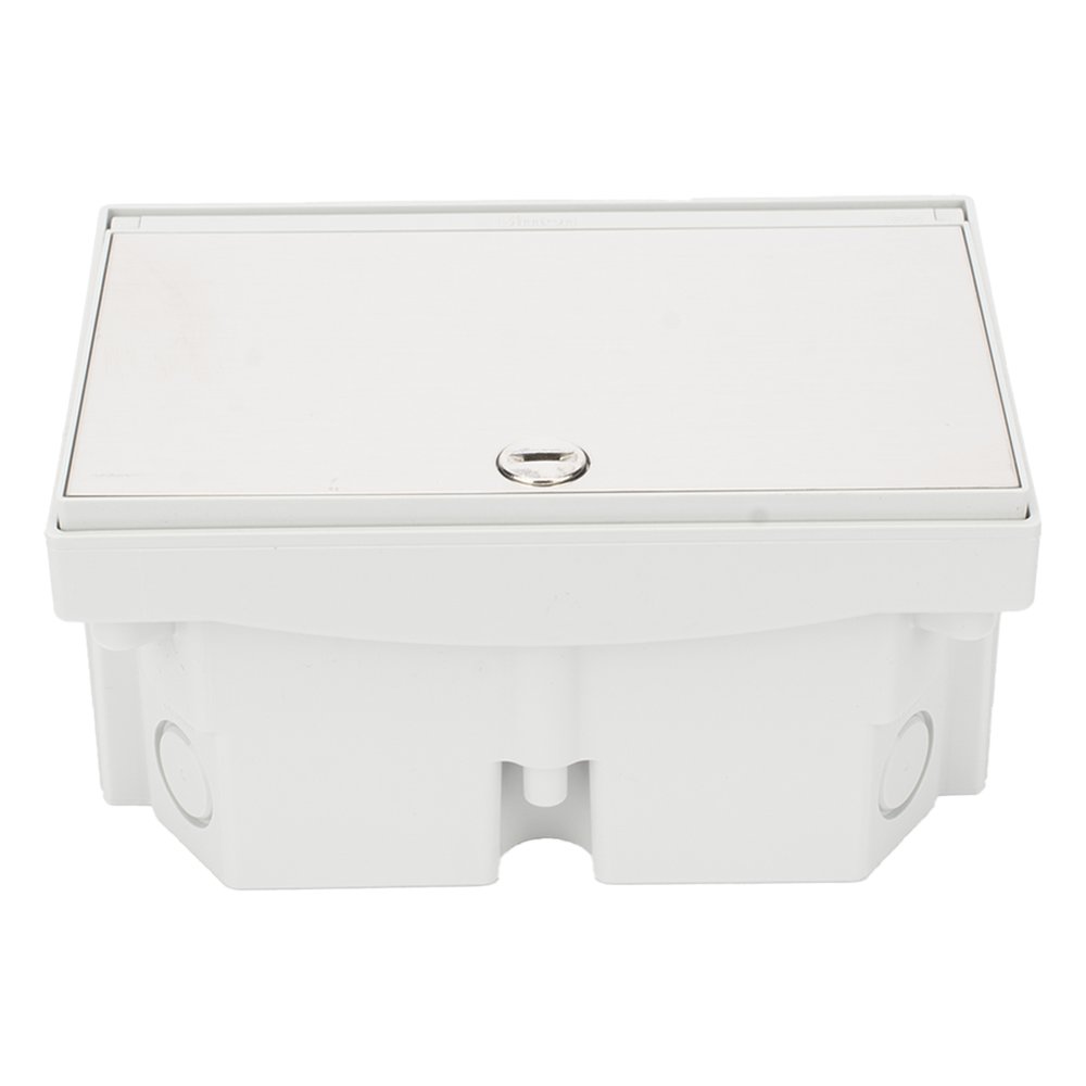 Caja de Suelo Estanca IP66 para Interior y Exterior / Protección contra Polvo y Agua / Sistema de Drenaje Integrado / Cierre Manual o de Seguridad