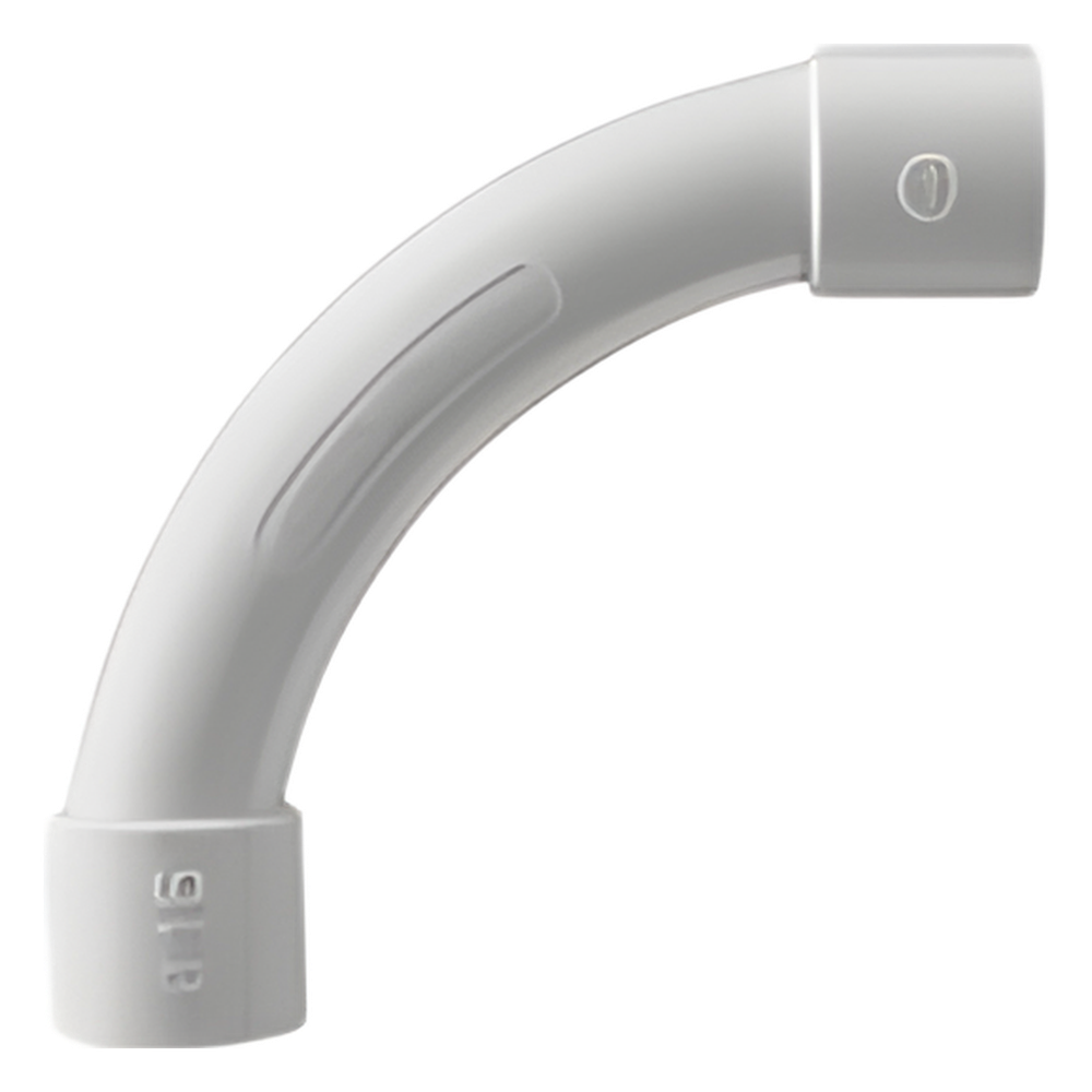 Curva de radio estrecho para tubería rígida, recomendado para cables de datos, PVC Auto-extinguible, de 16 mm