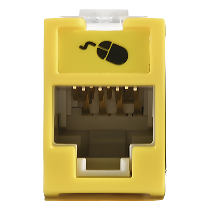 Jack Ultramax Cat6, UTP, Montaje Híbrido en Placa de Pared (Plano y Angulado), Color Amarillo, Punch Down