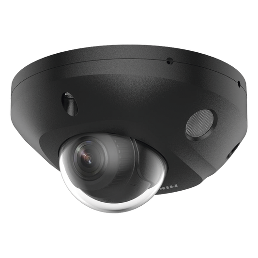[Dual Light + 2 Micrófonos Integrados] Mini Domo IP 4 Megapixel / Color Negro / Lente 2.8 mm / 30 mts Luz Blanca + 30 mts IR / ACUSENSE / Exterior