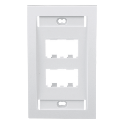 Placa de Pared Vertical Ejecutiva, Salida Para 4 Puertos Mini-Com, Con Espacios Para Etiquetas, Color Blanco