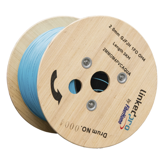 Fibra Óptica Multimodo OM4, 2 mm, Simplex, Tight Buffer, 900 micras, Color Aqua, Precio Por Metro, (Hasta 2000 Metros en un Solo Tramo de Cable)