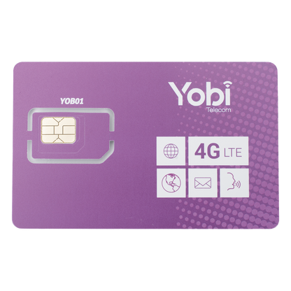 SIM Yobi para dispositivos móviles 3G/4G con recarga de 10GB cada mes durante 1 año de servicio (solo datos)