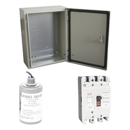 Kit de Centro de Carga Trifasico Para Corriente Alterna, Breaker de hasta 690 Vc de 100 A con Supresor de Descargas Atmosféricas