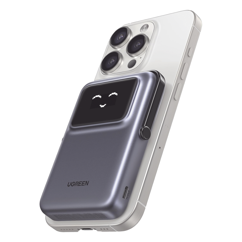 Power Bank Serie UNO Inalambrico | 10000mAh | 7.5W/20W | Con Emojis de Estado | Carga Rápida USB-C Bidireccional | Pantalla TFT Inteligente | Con