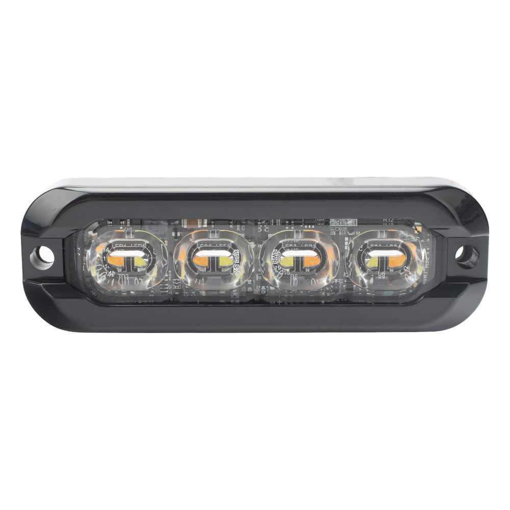 Luz Auxiliar Flexible UltraFlex 8 LED / Ámbar-Blanco / Lente Transparente / Montaje en Curva hasta 120° / 69 Patrones de Destello / SAE Class I y II
