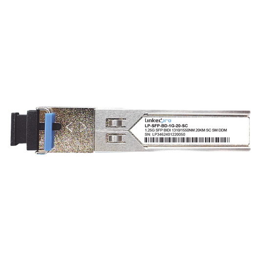 Transceptores Ópticos Bidireccionales SFP (Mini-Gbic) / Monomodo 1310 & 1550 nm / 1.25 Gbps / 1000BASE-BX / Conector SC/UPC Simplex / DDM / Hasta 20