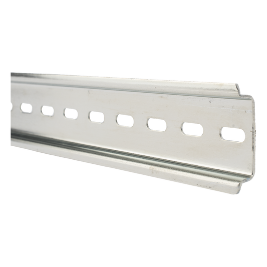 4 Rieles DIN Estándar de 35 mm Ranurado / 25 cm de longitud / Fabricado en Acero