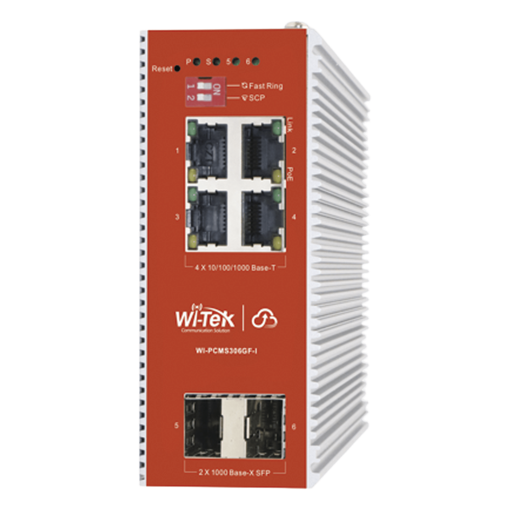 Switch L2+ PoE Industrial / Administración Cloud-Web-CLI / 4 Puertos PoE af/at 100/1000 Mbps / 2 Puertos SFP Gigabit / Presupuesto PoE 120 W