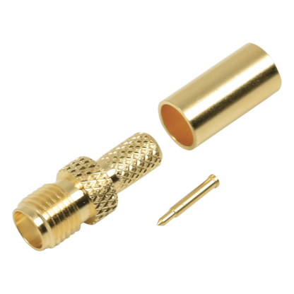 Conector SMA hembra inverso de anillo plegable para cable RG-58/U, Oro/ Oro Teflón