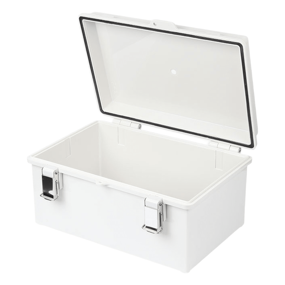 Gabinete de Plástico ABS, Uso en Intemperie IP66 (190 x 290 x 140 mm) cierre por broche Inoxidable y Permite Cerrado con Candado y Llave (Perno 5mm)