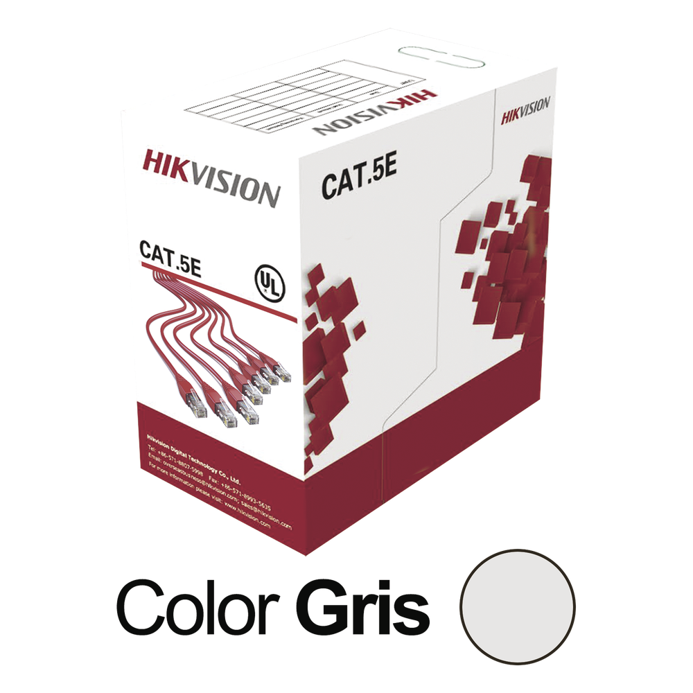 Bobina de Cable UTP 305 Metros (1000 Pies) / Cat5E (24 AWG) / Color Gris / PVC (CM) / Uso en Interior / 100% Cobre / Aplicaciones de CCTV y Redes de