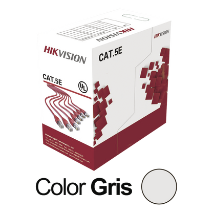 Bobina de Cable UTP 305 Metros (1000 Pies) / Cat5E (24 AWG) / Color Gris / PVC (CM) / Uso en Interior / 100% Cobre / Aplicaciones de CCTV y Redes de
